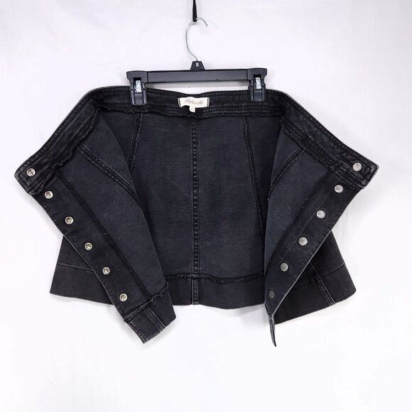 Madewell Metropolis Snap Jean Skirt Size 4 Black Button Up Mini Denim - Picture 3 of 9